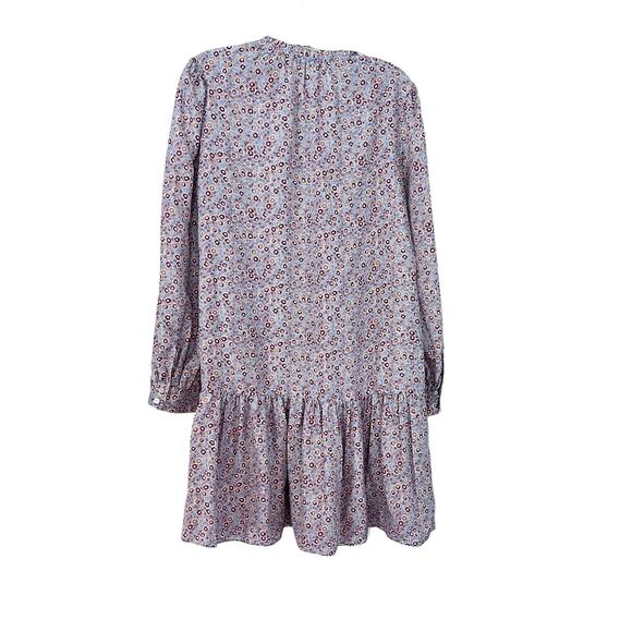 Rebecca Taylor Violet Fleur Silk Floral Print Long Sleeve Drop Waist Mini Dress - Picture 4 of 9